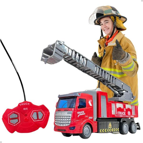 Imagem de Carrinho De Controle Remoto Sem Fio Caminhão Truck Bombeiro 1:48