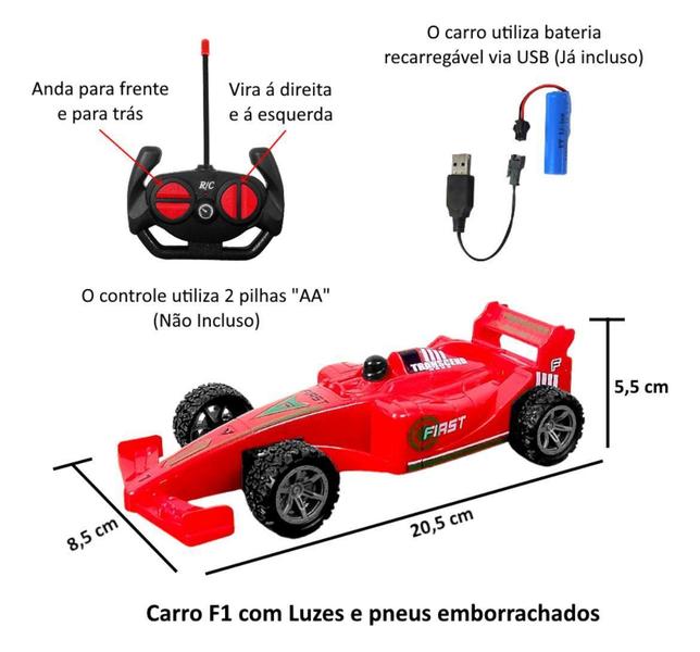 Imagem de Carrinho De Controle Remoto Sem Fio Fórmula 1 Recarregável