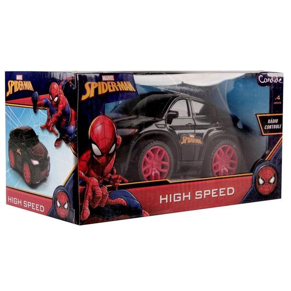 Carrinho de Controle Remoto - Spiderman - High Speed - Preto - Candide Imagem de Carrinho de Controle Remoto - Spiderman - High Speed - Preto - Candide