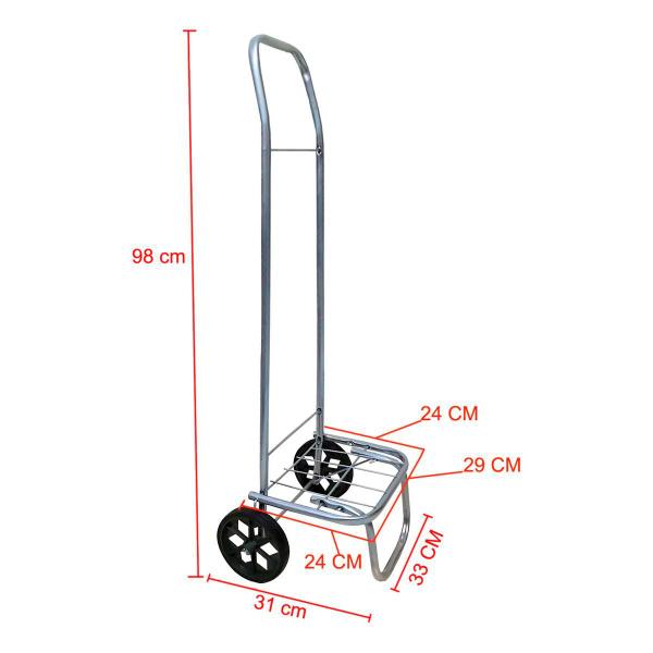 Imagem de Carrinho De Feira Reforçado Suporta 50kg + Bolsa Sacola Bordô Para Compras Resistente