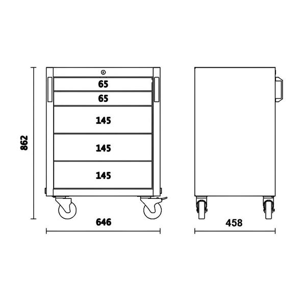 Imagem de Carrinho de Ferramentas 5 Gavetas Protegidas por Tapete Interno Fehadura e Alças C45PRO C5 Beta