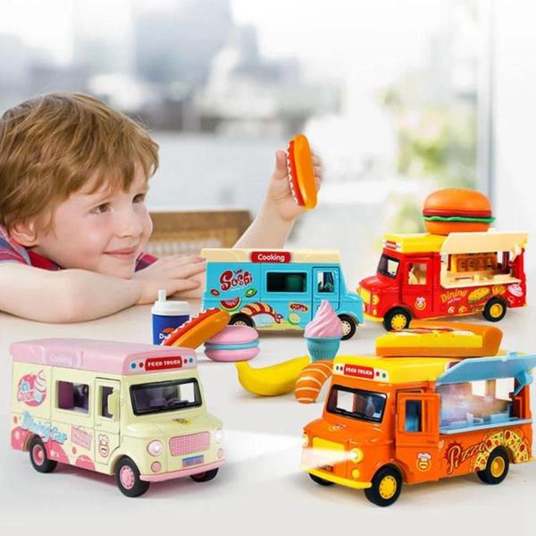 Imagem de Carrinho de Ferro A Fricção Miniatura Colecionador Food Truck Com Luz de Led e Musical