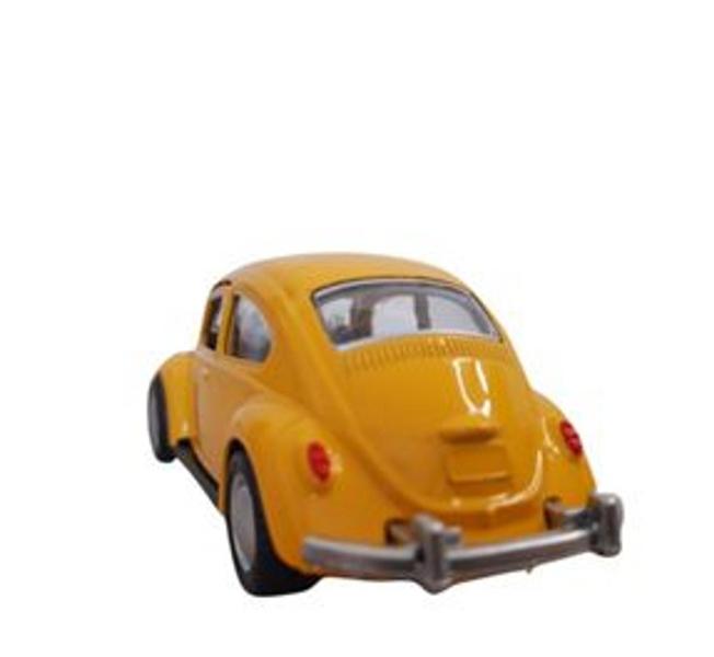 Imagem de Carrinho De Ferro Fusca Clássico Miniatura Coleção Fricção Amarelo