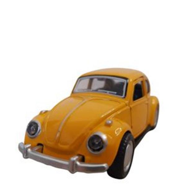 Imagem de Carrinho De Ferro Fusca Clássico Miniatura Coleção Fricção Amarelo