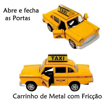 Imagem de Carrinho de Ferro Miniatura Taxi Antigo Metal Abre A Porta 12CM