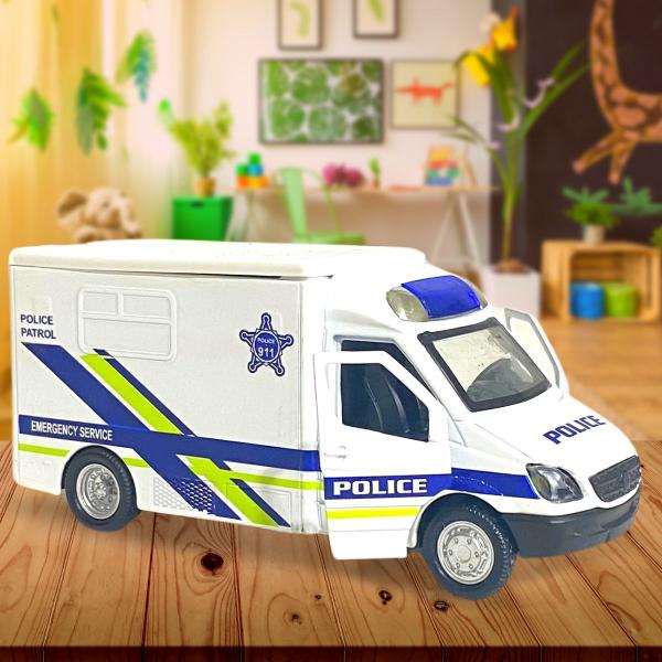 Imagem de Carrinho De Ferro Van Da Polícia Miniatura Com Fricção