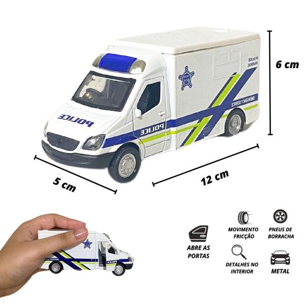 Imagem de Carrinho De Ferro Van Da Polícia Miniatura Com Fricção