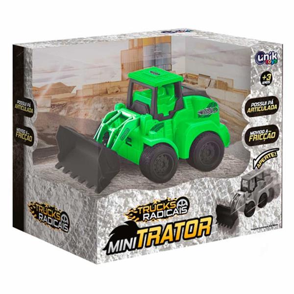 Imagem de Carrinho de Fricção - Mini Trator - Pá Articulada - Verde - Unik Toys