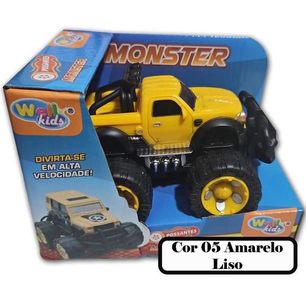 Imagem de Carrinho De Fricção Monster Trucks Possantes Wellkids Amarel