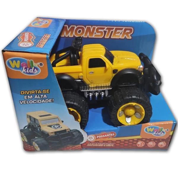 Imagem de Carrinho De Fricção Monster Trucks Possantes Wellkids Amarel