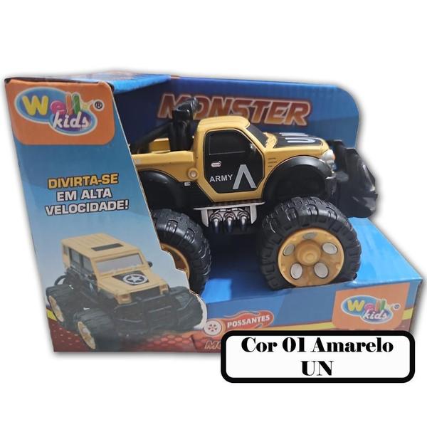 Imagem de Carrinho De Fricção Monster Trucks Possantes Wellkids Amarel