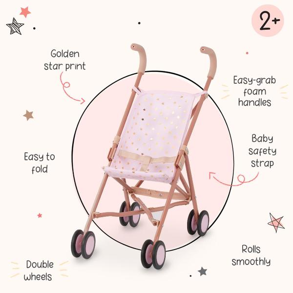 Imagem de Carrinho de passeio de boneca LullaBaby com moldura dobrável com estampa de estrelas