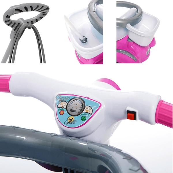 Imagem de Carrinho de Passeio e Pedal Calesita Velocita Classic Rosa