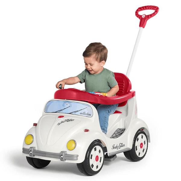 Imagem de Carrinho De Passeio Fusca Fouks Infantil Pedal Motoca Protetor Branco