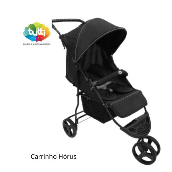 Imagem de Carrinho de Passeio Horus 3 Rodas Berço Preto E Cinza Tutty Baby