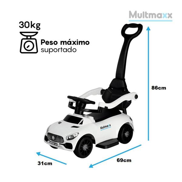 Imagem de Carrinho de Passeio Infantil Criança com Empurrador Branco até 30Kg Multmaxx