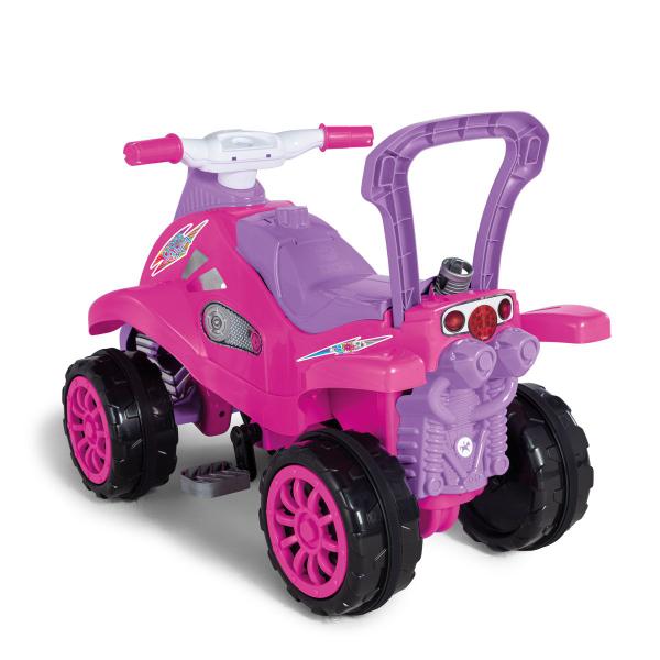 Imagem de Carrinho De Passeio Infantil Quadriciclo Cross Legacy Rosa Com Pedal Empurrador Bau Buzina Calesita