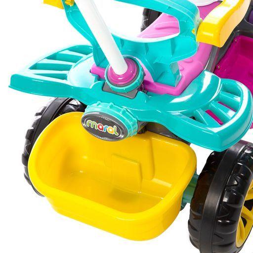 Imagem de Carrinho De Passeio Infantil Quadriciclo Haste Pedal diversão Menina brincar segurança ao ar livre