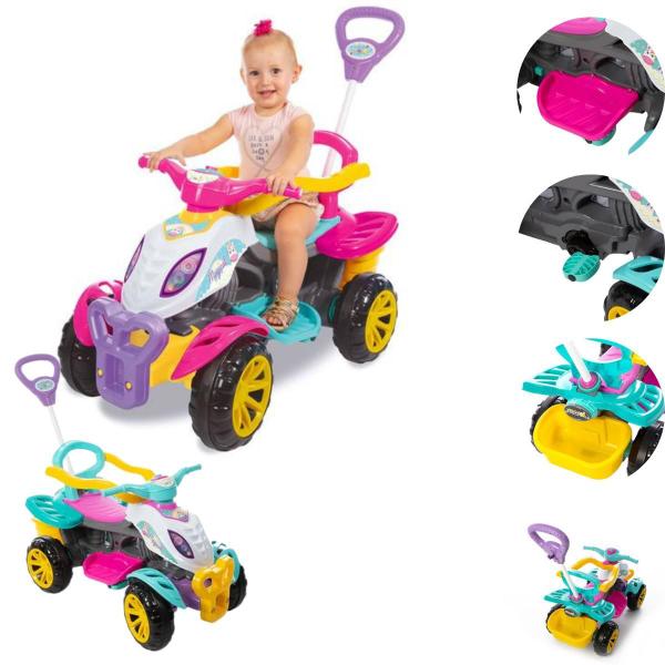 Carrinho De Passeio Infantil Quadriciclo Haste Pedal - Menina - Maral Imagem de Carrinho De Passeio Infantil Quadriciclo Haste Pedal - Menina