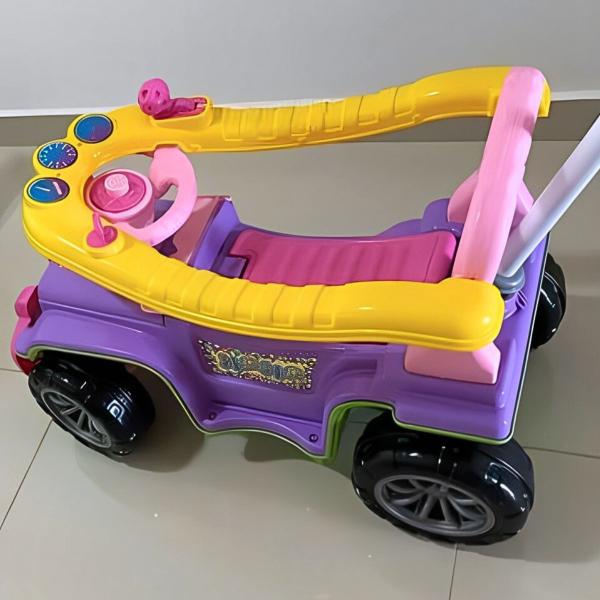 Imagem de Carrinho de Passeio Infantil Quadriciclo Jip Jipe c/ Som Empurrador Andador Brinquedo Interativo Bebes Crianças Meninas Meninos