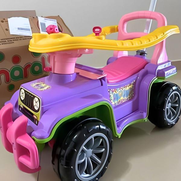 Imagem de Carrinho de Passeio Infantil Quadriciclo Jip Jipe c/ Som Empurrador Andador Brinquedo Interativo Bebes Crianças Meninas Meninos