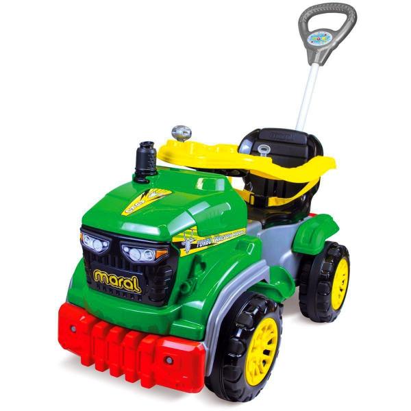 Imagem de Carrinho De Passeio Ou Pedal Com Empurrador Trator Verde - Maral