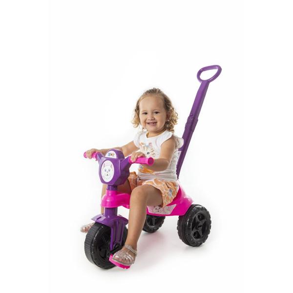 Imagem de Carrinho de passeio/Pedal infantil Kemotoca Gatinha c/Haste