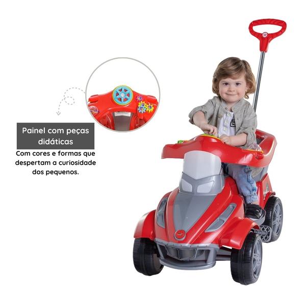 Imagem de Carrinho De Passeio Quadriciclo Infantil 2 Em 1 Com Empurrador E Pedal Vermelho