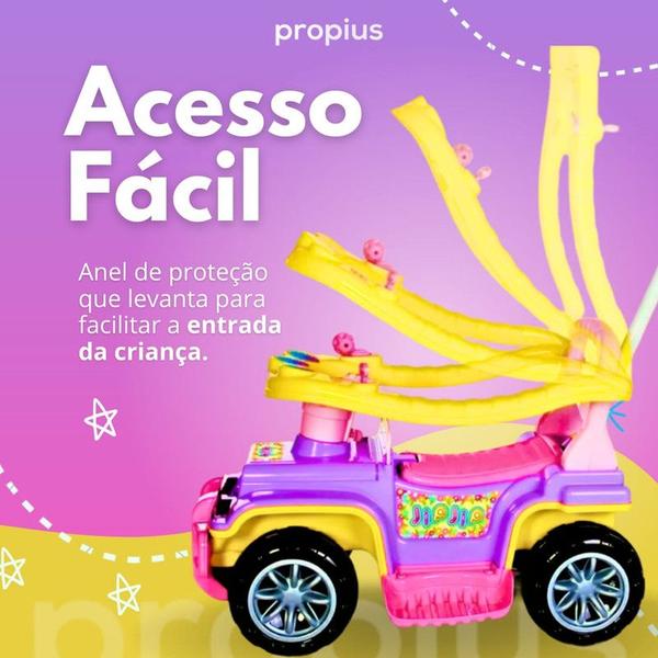 Imagem de Carrinho De Passeio Quadriciclo Infantil Menina Brinquedo Criança Com Empurrador Motoca Confortável Andador