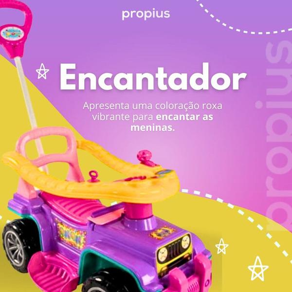 Imagem de Carrinho De Passeio Quadriciclo Infantil Menina Com Haste Guia Brinquedo Criança Anel Limitação Câmbio Completo