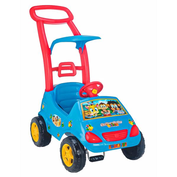 Imagem de Carrinho De Passeio Roller Baby Bichos Com Empurrador E Pedal Azul Magic Toys