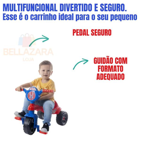 Imagem de Carrinho de Passeio Triciclo Com Haste Infantil Andador Empurrador Menino