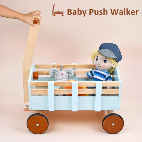 Imagem de Carrinho de passeio Wagon Toy PairPear Kids Wooden Cargo Walker Cart