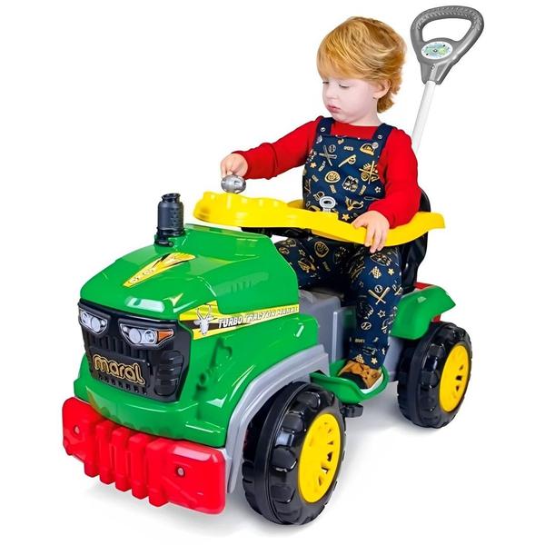 Imagem de Carrinho de Pedal e Passeio Tractor Agro Infafntil Maral Veiculo com Buzina e Empurrador- Verde