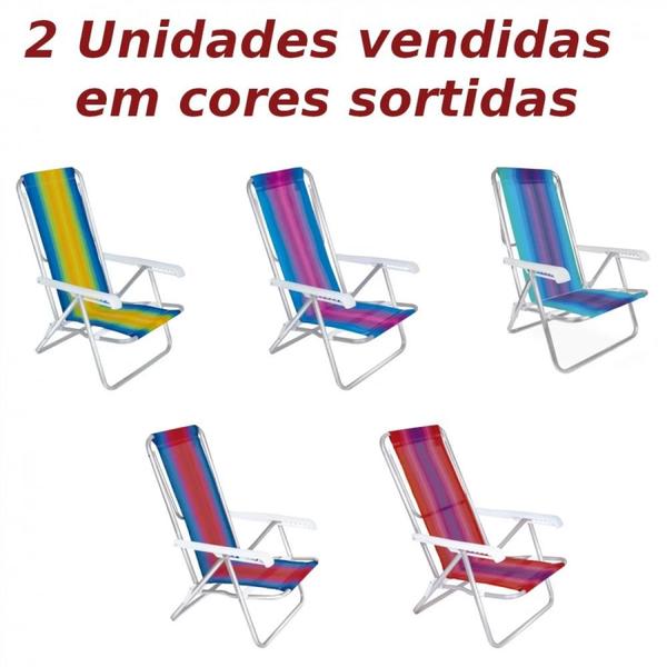 Imagem de Carrinho de Praia + 2 Cadeiras de Praia Aluminio 8 Posicoes Mor