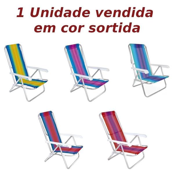 Imagem de Carrinho de Praia + Guarda Sol 2 M + 1 Cadeira Reclinavel 8 Posicoes em Aluminio  Kit 