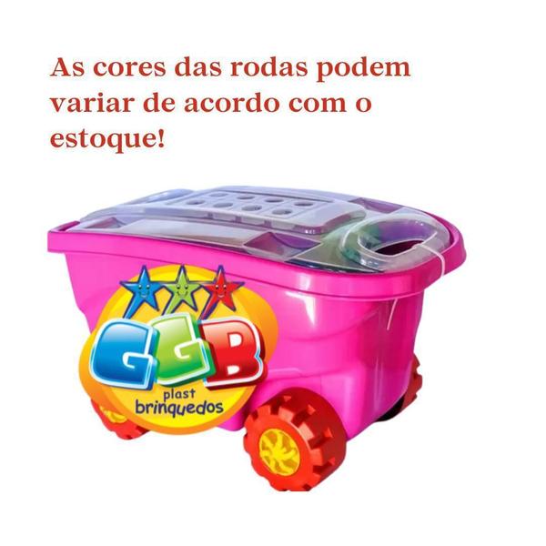 Carrinho De Puxar Que Acompanha 48 Pecas De Montar - Rosa - Ggb Brinquedos Imagem de Carrinho De Puxar Que Acompanha 48 Pecas De Montar - Rosa