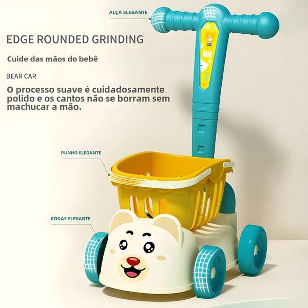 Imagem de Carrinho de Supermercado de Brinquedo para Crianças - Corte de Frutas e Comida de Faz de Conta