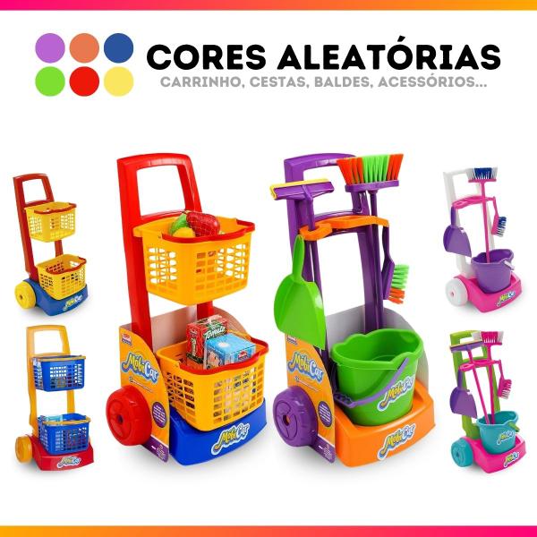 Imagem de Carrinho de Supermercado Infantil Mópi Car Compras Acessórios Frutas Cor Aleatória