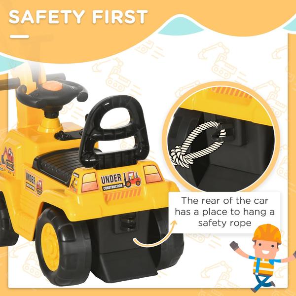 Imagem de Carrinho de tração Ride On Excavator HOMCOM Kids Digger Truck 18M+