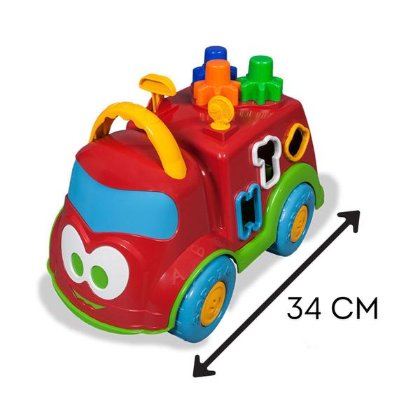 Imagem de Carrinho Didático Infantil Brinquedo Educativo Com Blocos