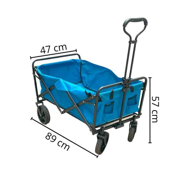 Imagem de Carrinho Dobrável Camping Articulado Importway Iwcdcaaz Azul