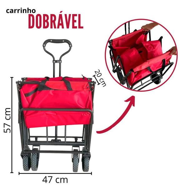 Imagem de Carrinho Dobrável Camping Articulado Iwcdcavm Vermelho