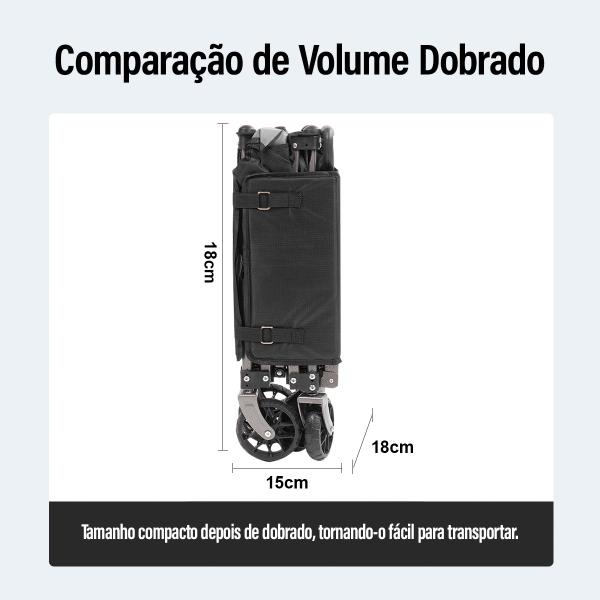 Imagem de Carrinho Dobrável Para Camping Praia Pesca De Mão Multifuncional Articulado Transporte 100kg 70L