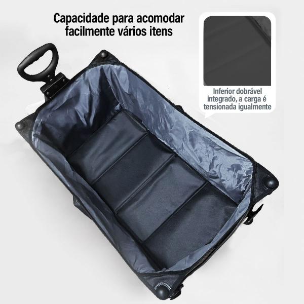 Imagem de Carrinho Dobrável Para Camping Praia Pesca De Mão Multifuncional Articulado Transporte 100kg 70L