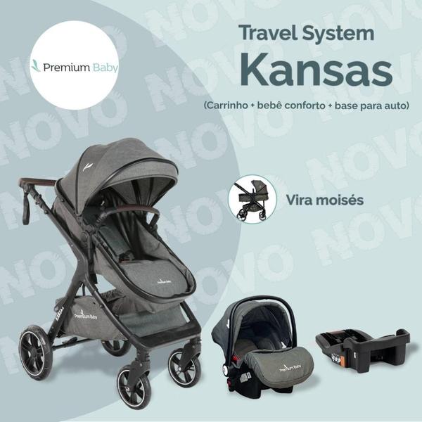 Imagem de Carrinho e Bebê Conforto TS Kansas Preto Premium Baby