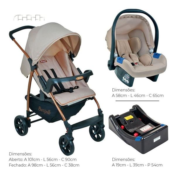 Imagem de Carrinho Ecco Bege Burigotto + Bebê Conforto Touring X + Base