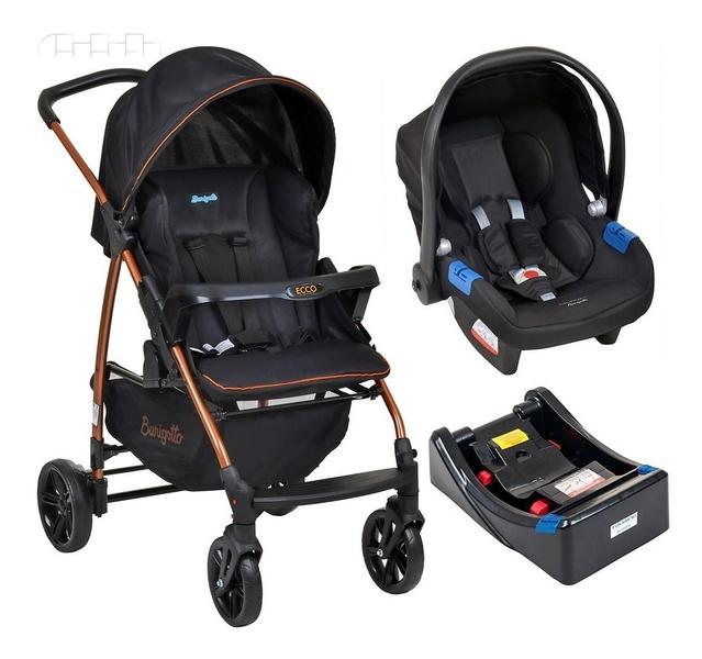 Imagem de Carrinho Ecco Preto/cobre + Bebê Conforto + Base - Burigotto