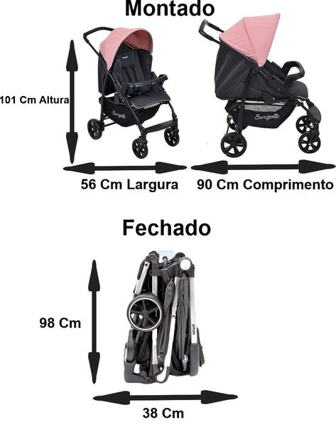 Imagem de Carrinho Ecco Rosa Burigotto + Bebê Conforto Touring X + Base