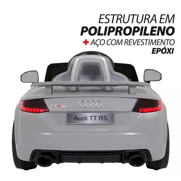 Imagem de Carrinho Elétrico Audi TT RS 12V Controle Remoto Luzes/Som MP3 USB Velocímetro Digital Led Cinza Bel